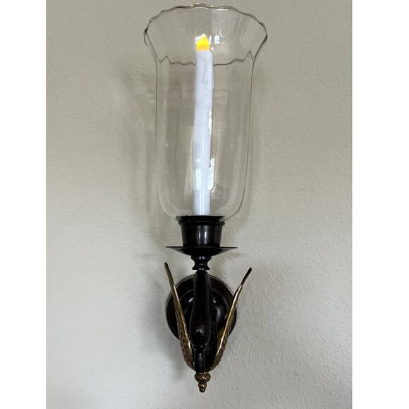 Brass Swan Wall Candle Sconce with Storm Glass 17" - Picture 16 of 16